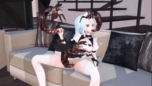 【虫奸 白丝女仆 口交 三洞齐入 】新作-【insects&miku（初音）】（part1）虫虫棒棒……要插进来吗♡