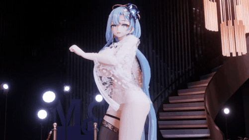 【巨乳 黑丝 乳摇 腰振 跳舞】新作-MMD-涩涩单腿黑丝睡衣大兔兔-布料EEVEE -第2张图片-萌站