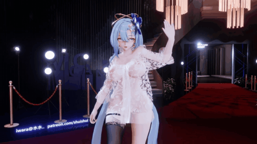 【巨乳 黑丝 乳摇 腰振 跳舞】新作-MMD-涩涩单腿黑丝睡衣大兔兔-布料EEVEE -第3张图片-萌站