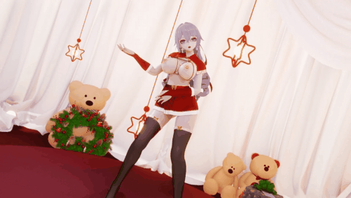【巨乳 黑丝 跳舞 乳摇 腰振】新作-MMD--涩涩黑丝圣诞装鸭鸭大兔兔-布料EEVEE -第二百六十四期（圣诞快乐）-第2张图片-萌站