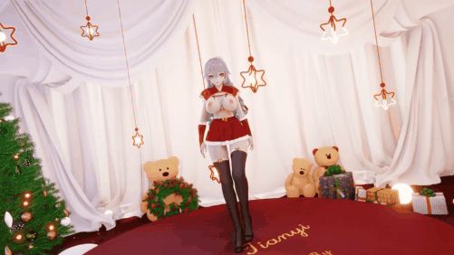 【巨乳 黑丝 跳舞 乳摇 腰振】新作-MMD--涩涩黑丝圣诞装鸭鸭大兔兔-布料EEVEE -第二百六十四期（圣诞快乐）-第4张图片-萌站