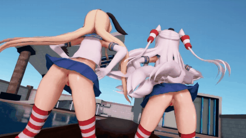 【萝莉 跳舞 群P 扛腿式 爆操 中出】新作-[MMD R-18] Shimakaze & Amatsukaze - 岛风+天津风-第5张图片-萌站
