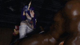 [3D动画] VAM同人：雷电将军 性感黑丝御姐贴身侍奉黑人巨根 粉嫩蜜穴被激情爆肏