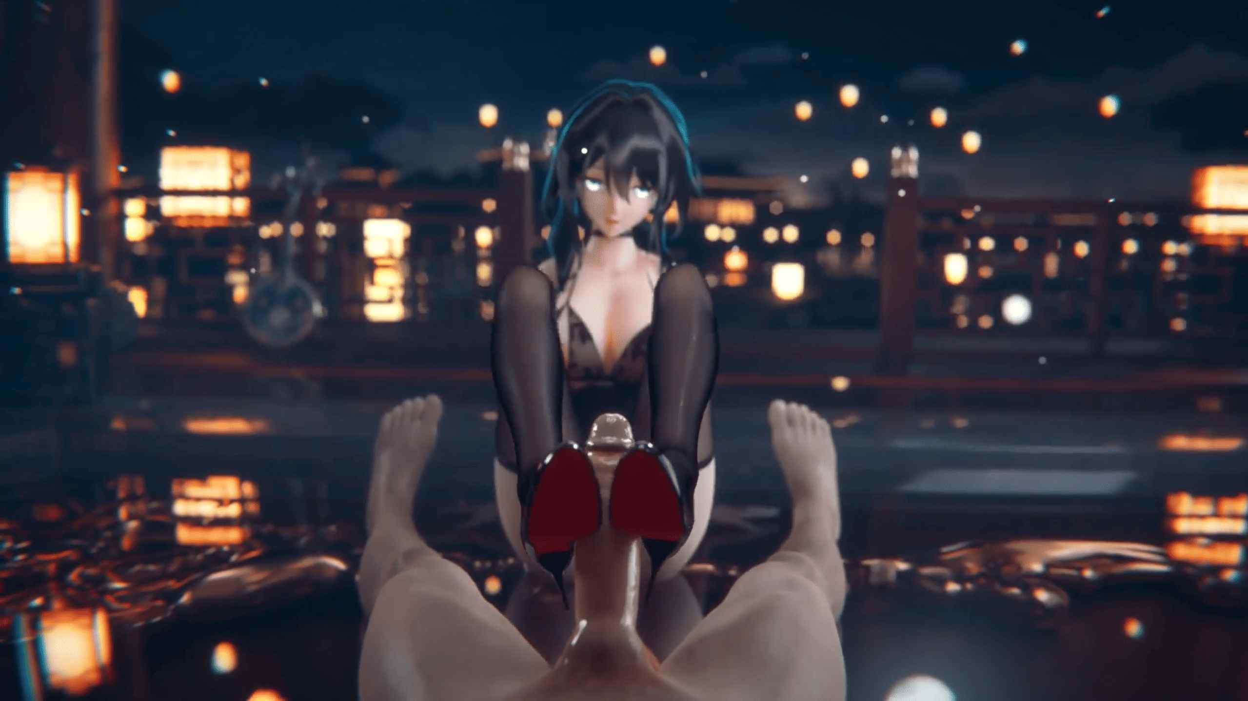 【高清精品MMD】亭台楼阁几轮月，黑丝旗袍精尽绝-第7张图片-萌站