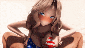 【3D动画/侧入/乳交/乘骑】少女与战车-凯穿星条旗比基尼在海滩大战