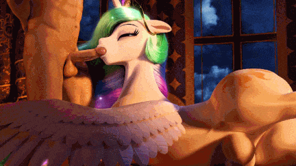 3D小马 Celestia Deepthroat Blowjob