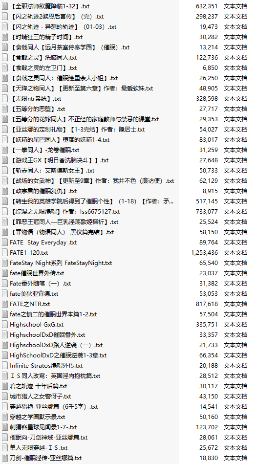 【小说】【一百三十部短篇合一】动漫同人小说合集【2000W字】【18MB】【TXT】-第2张图片-萌站