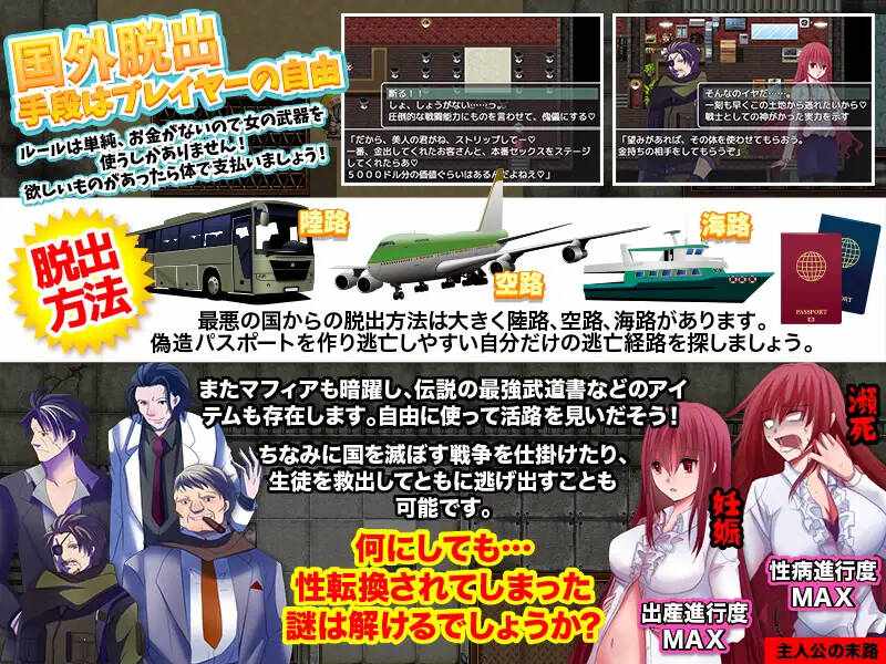 【RPG/AI翻译】女体化!箱庭脱出! 美女として性病、妊娠を避けながら安全な場所まで逃げるゲーム