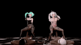 【巨乳 黑丝 足交 骑乘 爆操 中出】新作-175.Baam - Haku&Miku【Sexdance】弱音+初音