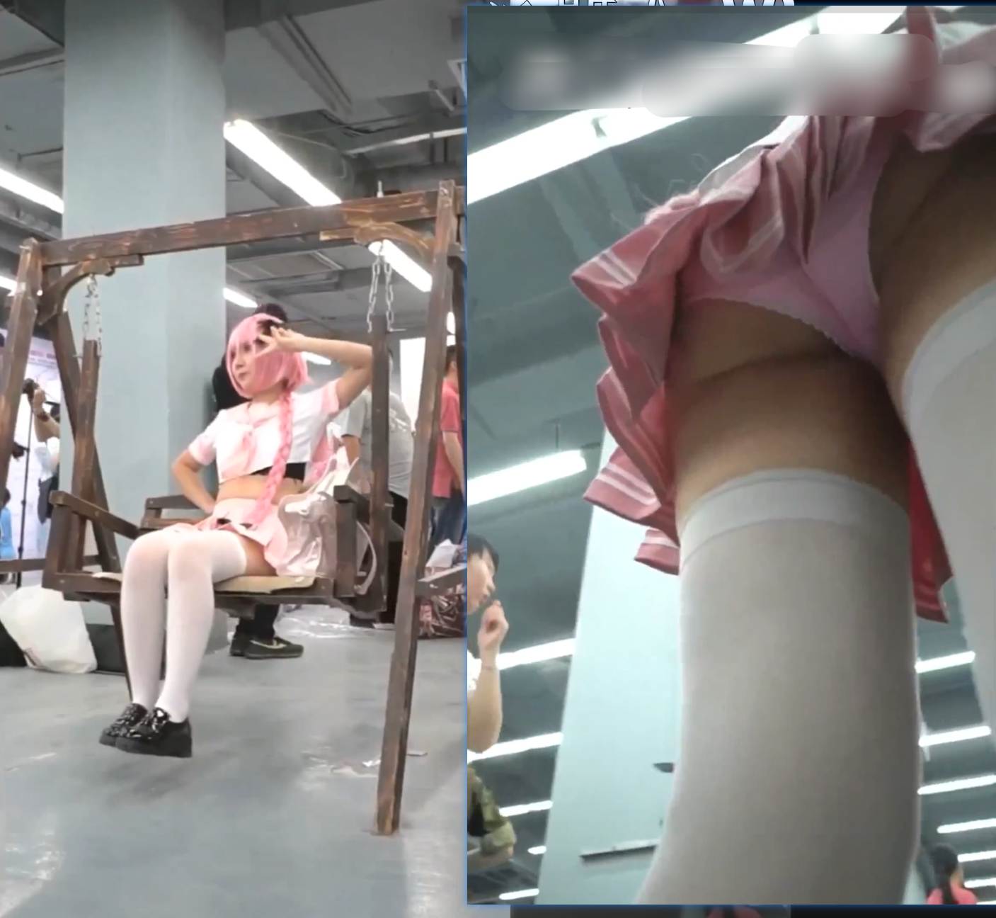 漫展尾随偷拍气质美女裙底风光