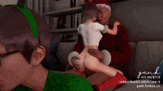 [3D顶级NTR/CV] GEN.K 新作：绿帽の人生-新年特辑 圣诞节稚气萝莉女儿被老王爆肏中出 嫩穴被干到红肿
