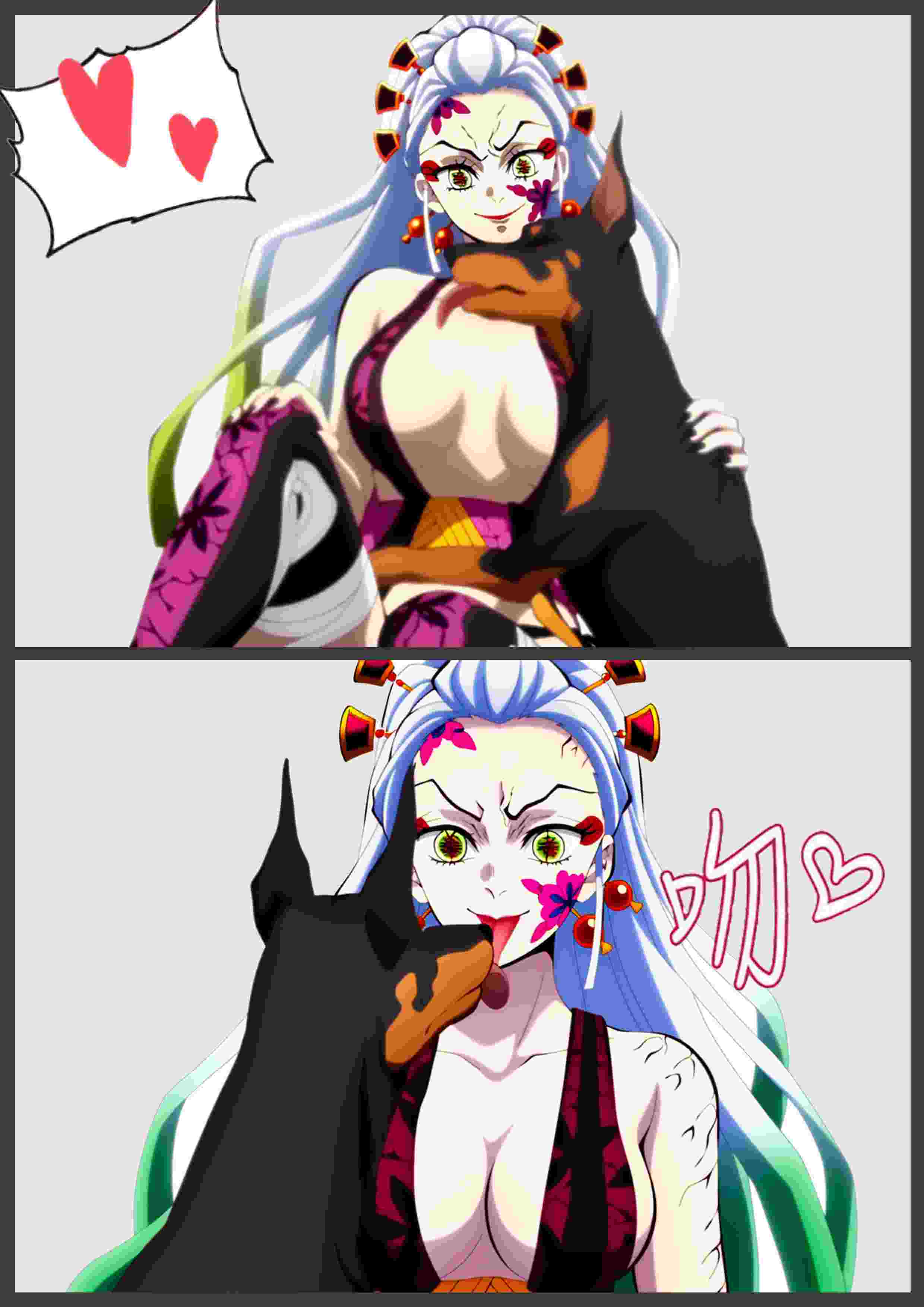 漫画 鬼灭之刃 堕姬的兽交表演 47P