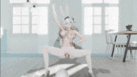 【巨乳 白丝 兔女郎 双洞齐入 骑乘 爆操 中出】新作-双管齐下之崩铁流萤Mister sex dance
