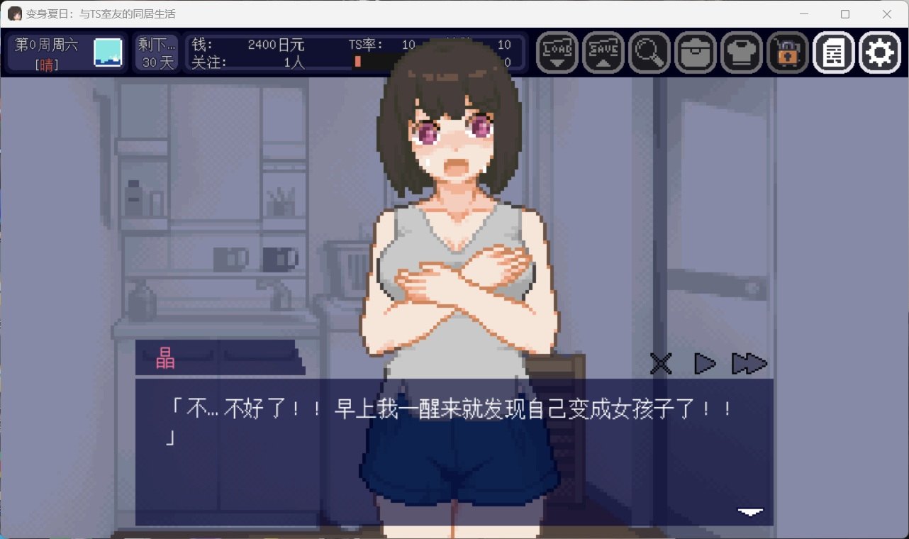【像素互动SLG/中文/动态】变身夏日：与TS室友的同居生活V1.3.7 官方中文版+自带全回想【200M】