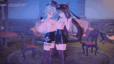 【3D/MOMO】5月新作：原神-芙寧娜×胡桃×旅行者3P大戰-第5张图片-萌站