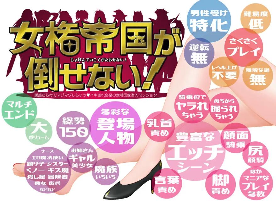 【PC/今日发售/RPG/男M/强奸/后宫】女性帝国无法被击败ver1.01【共1.9GB】【MTool云翻/机翻】【原名：女権帝国が倒せない！‐誘惑だらけでマゾマゾしちゃうvイキ倒れ必至の女尊国家潜入ミッション‐】【2025年05月11日 发售】