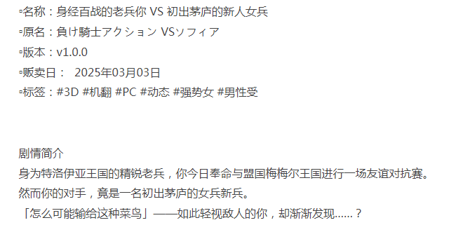  [3D动作/动态/新作/PC] 身经百战的你 VS 新手女兵 v1.0.0 机翻版 [1+1.2G][百度盘]-第5张图片-萌站