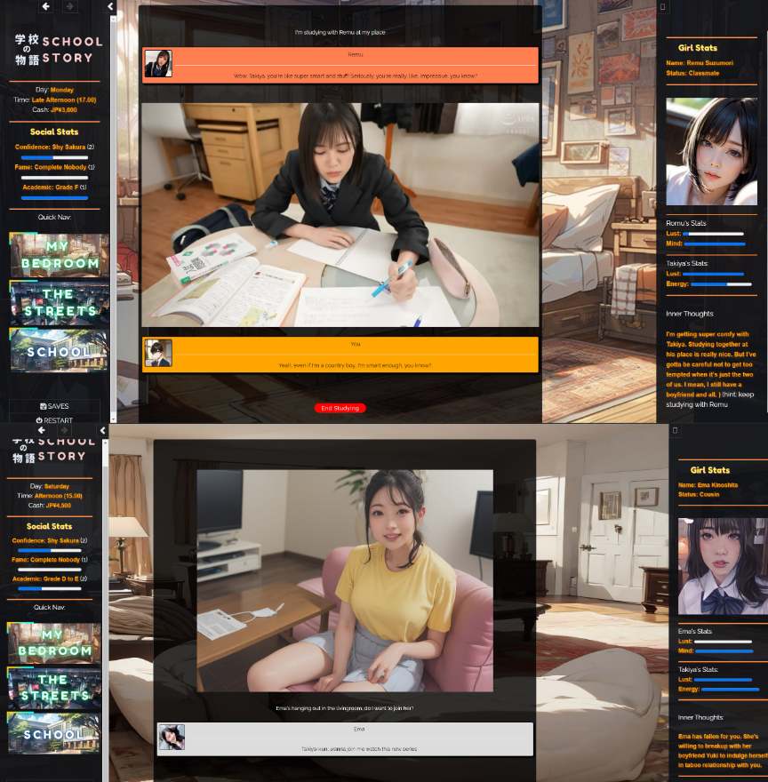 【粉丝福利/白嫖/PC/更新/真人SLG/HTML/动态】学校の物语V0.18b【共14.6GB】【浏览器汉化】【原名：Gakko No Monogatari】