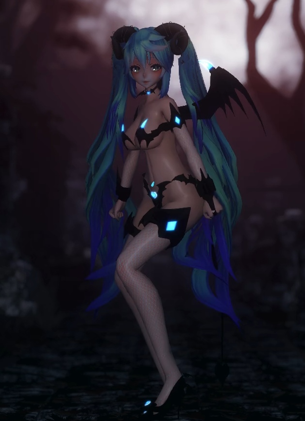 R18MMD 双马尾 魅魔 渔网袜 miku DDD