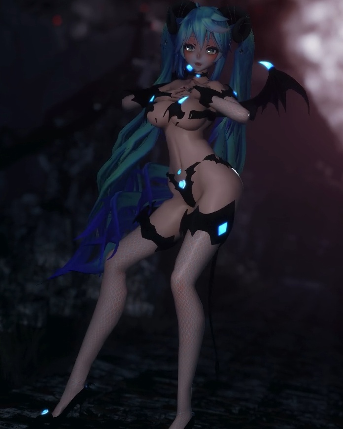 R18MMD 双马尾 魅魔 渔网袜 miku DDD-第2张图片-萌站
