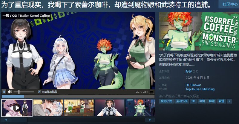 新作[互动SLG/魔物娘/动态] 为了重启现实，我喝下了索蕾尔咖啡，却遭到魔物娘和武装特工的追捕。I drink Sorrel Coffee to reboot reality, but I’m being hunted by Monster Girls and armed agents. STEAM官中版 [2.10G]-第2张图片-萌站