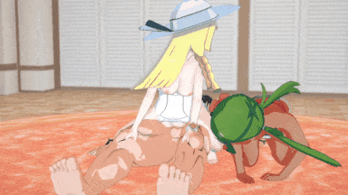 【动画/双飞/乘骑/中出/爆操】Lillie 和 Mallow 3p 无尽的性爱