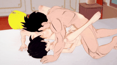 【动画/双飞/舔穴/后入/中出/乘骑/爆操】Videl Erasa 和 Gohan 3P 性爱