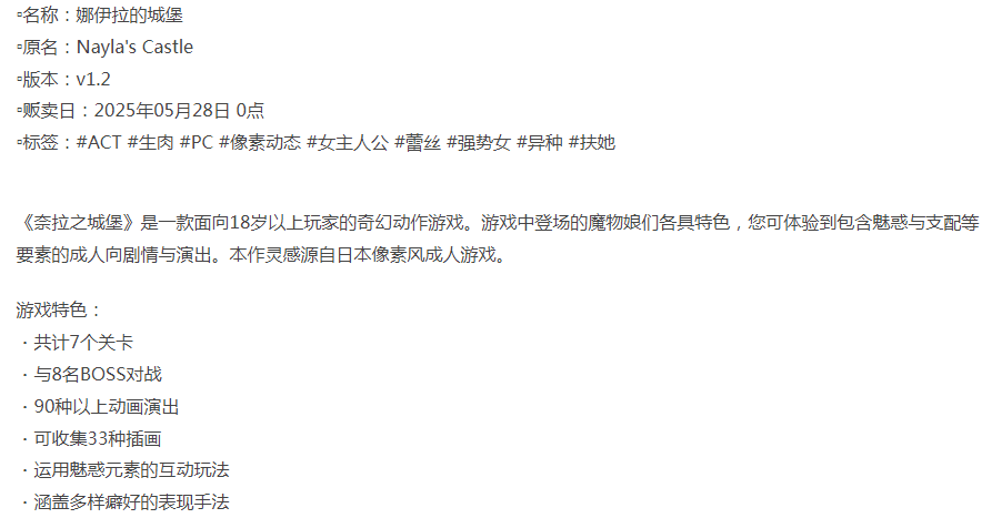  [动作ACT/像素动态/新作/PC] 娜伊拉的城堡 v1.2 生肉版 [1+200M][百度盘] -第3张图片-萌站