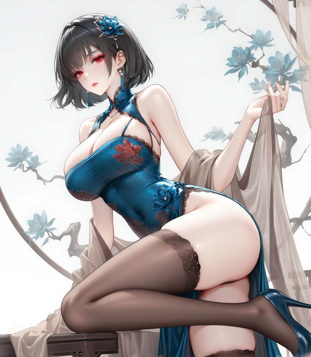 AI绘画 ChienWu 建武 黑丝旗袍 105P-第2张图片-萌站