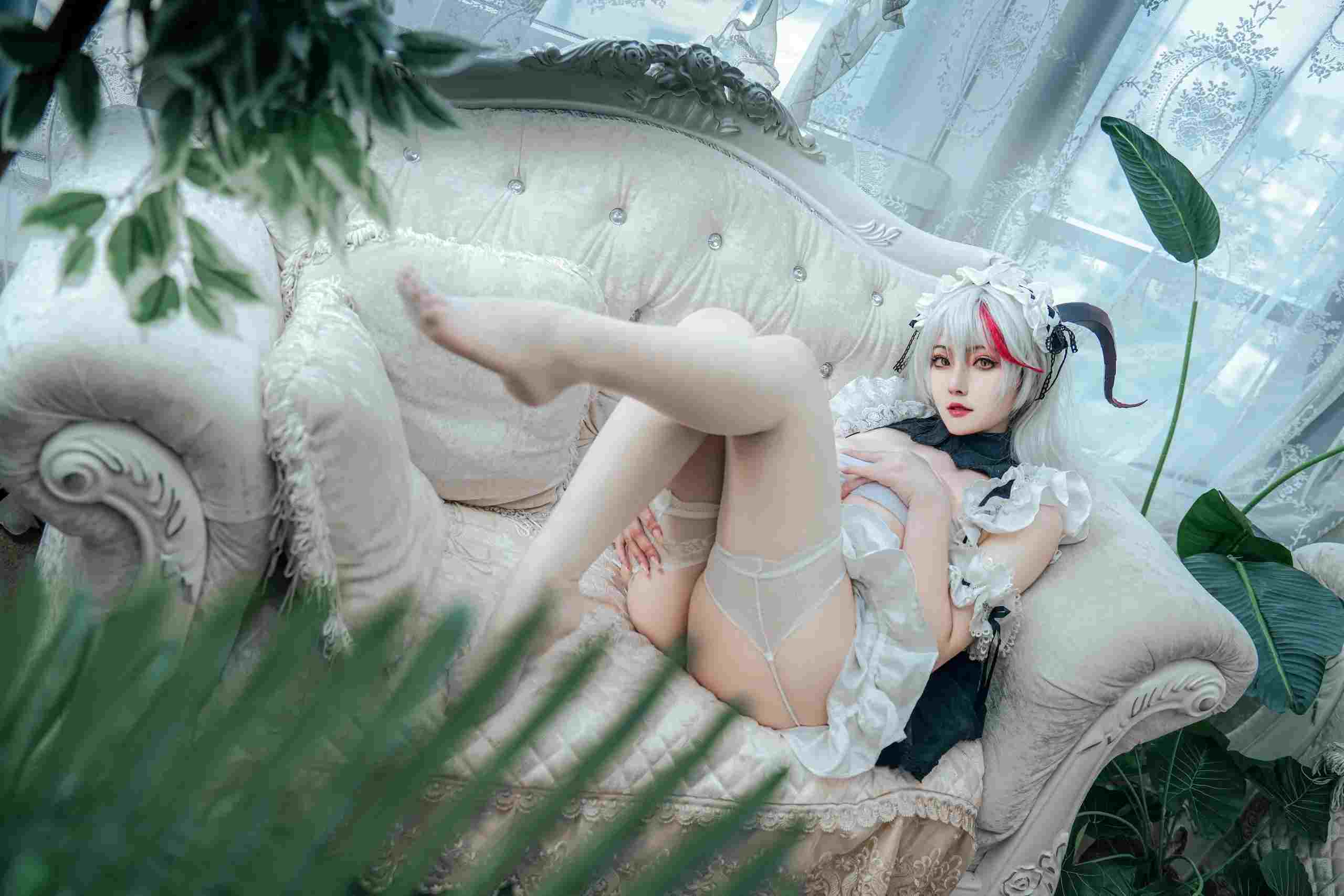 Natsuko夏夏子 - 碧蓝航线 埃吉尔 龙女仆 17P 白丝-第3张图片-萌站