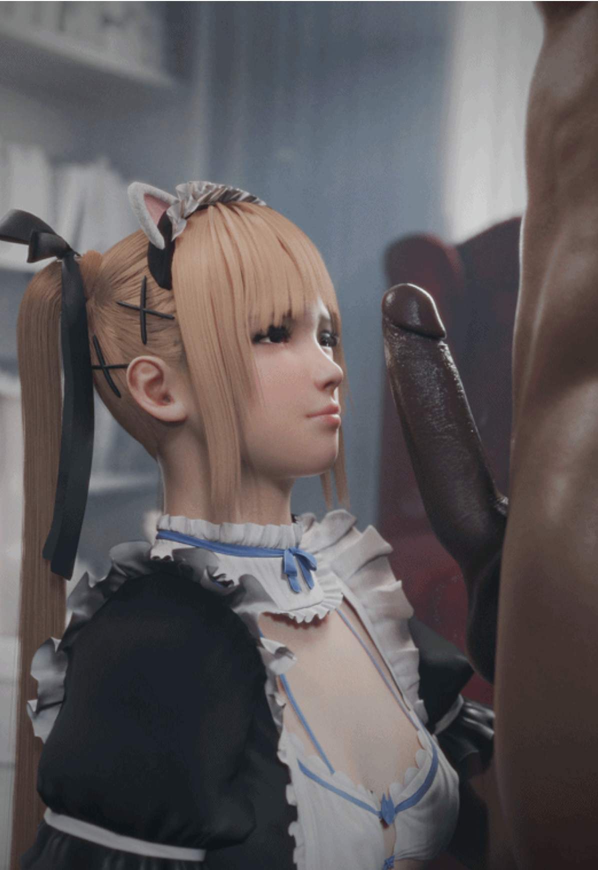 [3D/无修/CV] lewdgazer：玛莉萝丝 性感女神女仆装口交侍奉颜射吞精 【654MB】