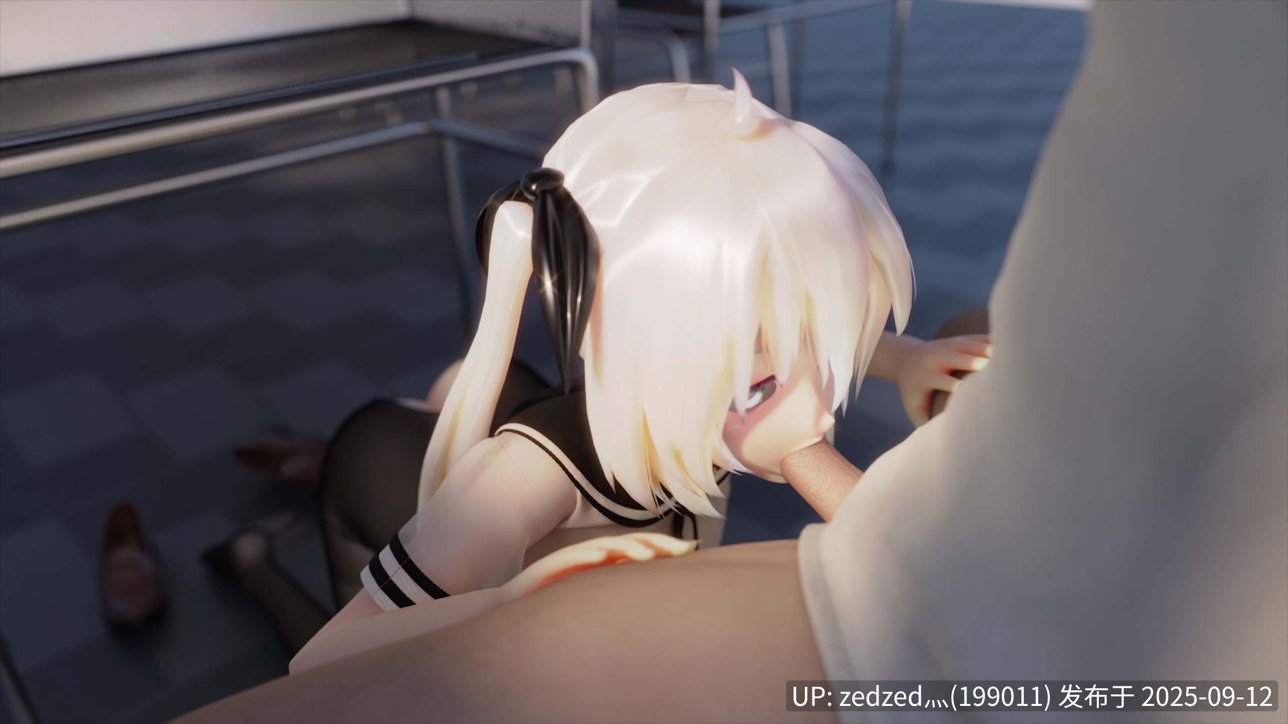 【无修4k/3d动画】rehaku 4v 白毛双马尾高跟鞋足交 黑丝口交