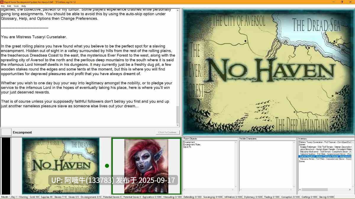 【幻想/剧情/文字/htlm机翻】No Haven [v0.983 TF 版] [Bedlam 游戏]【147M】【序号3649】