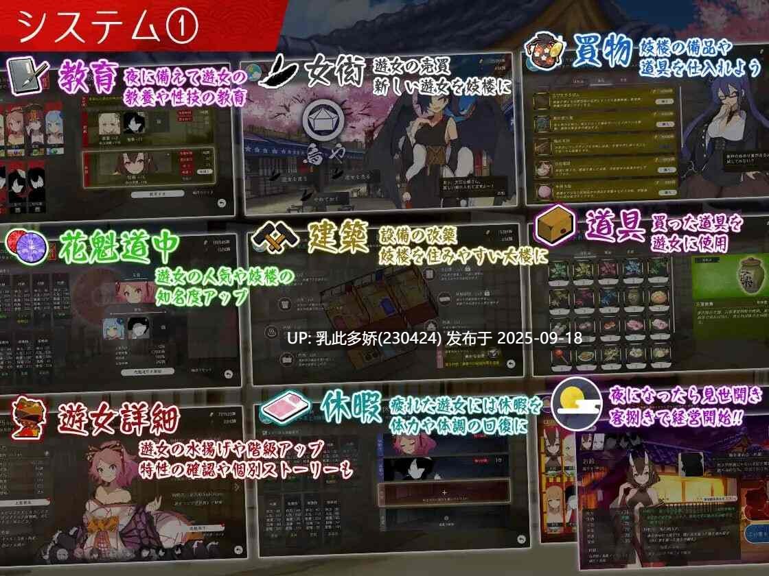 20[SLG-PC][经营SLG动态] 梦吉原的妖异妓楼～妖怪大楼重建谭～夢吉原のあやかし妓楼 ～妖怪大楼再建譚～v1.041 机翻汉化+DLC [3.7G]-第5张图片-萌站