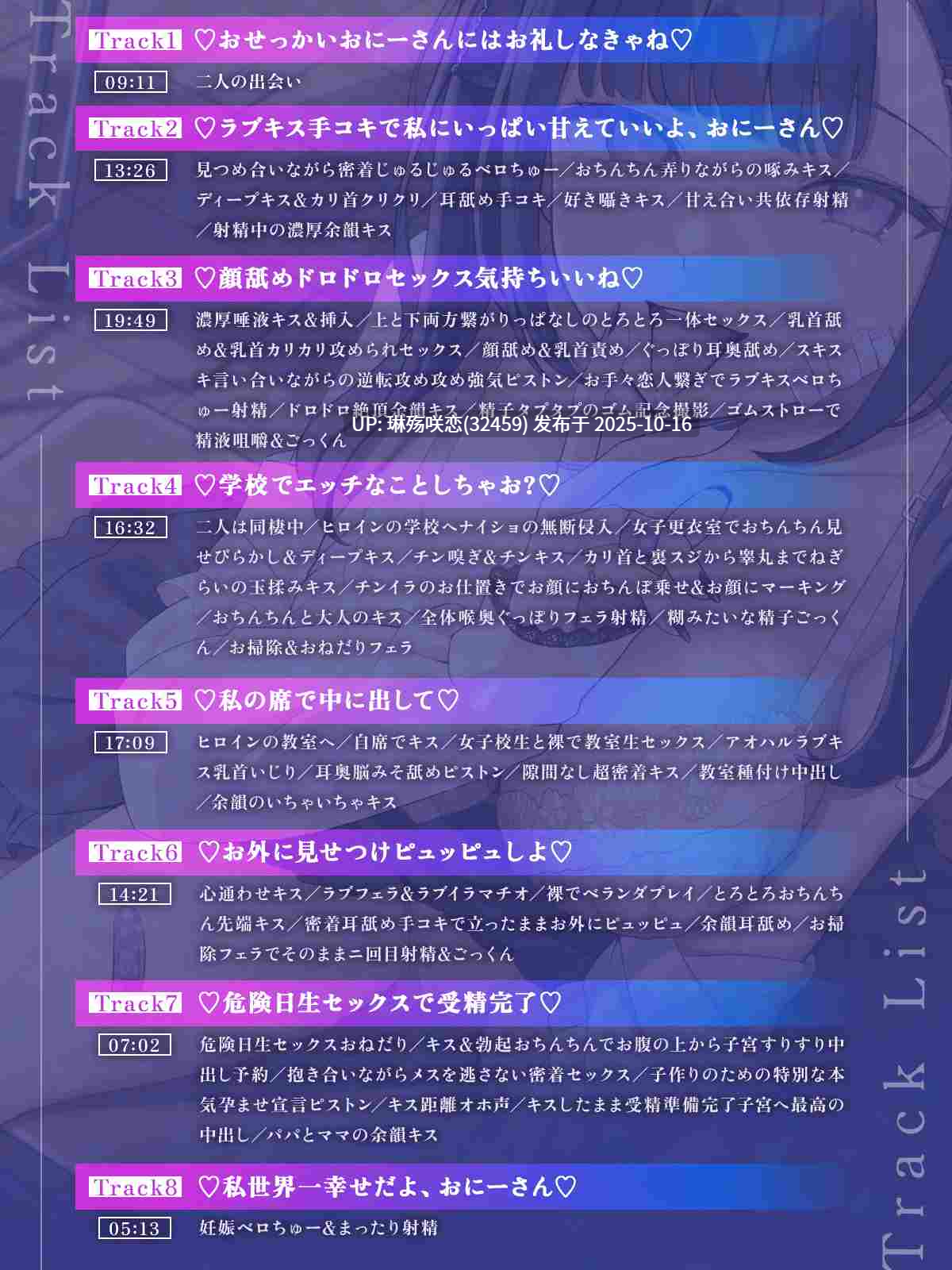 RJ01442156 【简体中文版】【贴身×浓情蜜吻特化】捡到低音冷感阴郁地雷系自毁倾向郁娇离家出走的JK「依赖共生黏腻深吻」&「同居造人蜜吻缠绵」-第4张图片-萌站