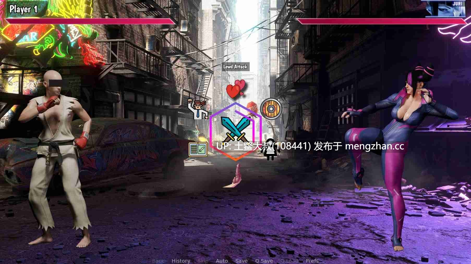 【3D同人SLG 街霸 动态 男主 战斗 回合制 奇幻 机翻】街头斗士成人游乐场 Street Brawlers Adult Playground [Battle 9]-第2张图片-萌站