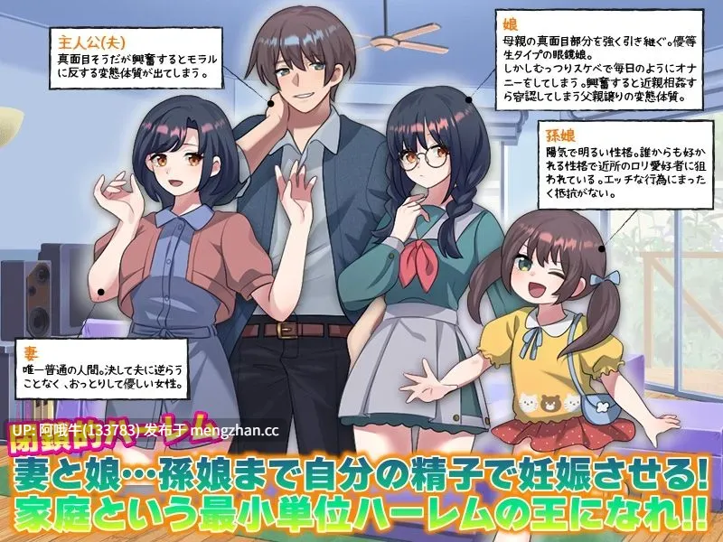 【日式/RPG/机翻/动态CG/PC/萌站内植】我的壬辰家园！妻子、女儿、孙女全都用我的O子怀韵！ 俺の壬辰家系図 妻と娘…孫娘まで俺の精子で壬辰させる！ 机翻版 [900M]【序号5165】-第2张图片-萌站