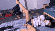 绳精病bondagetea 侧躺单抬腿炮机-第2张图片-萌站