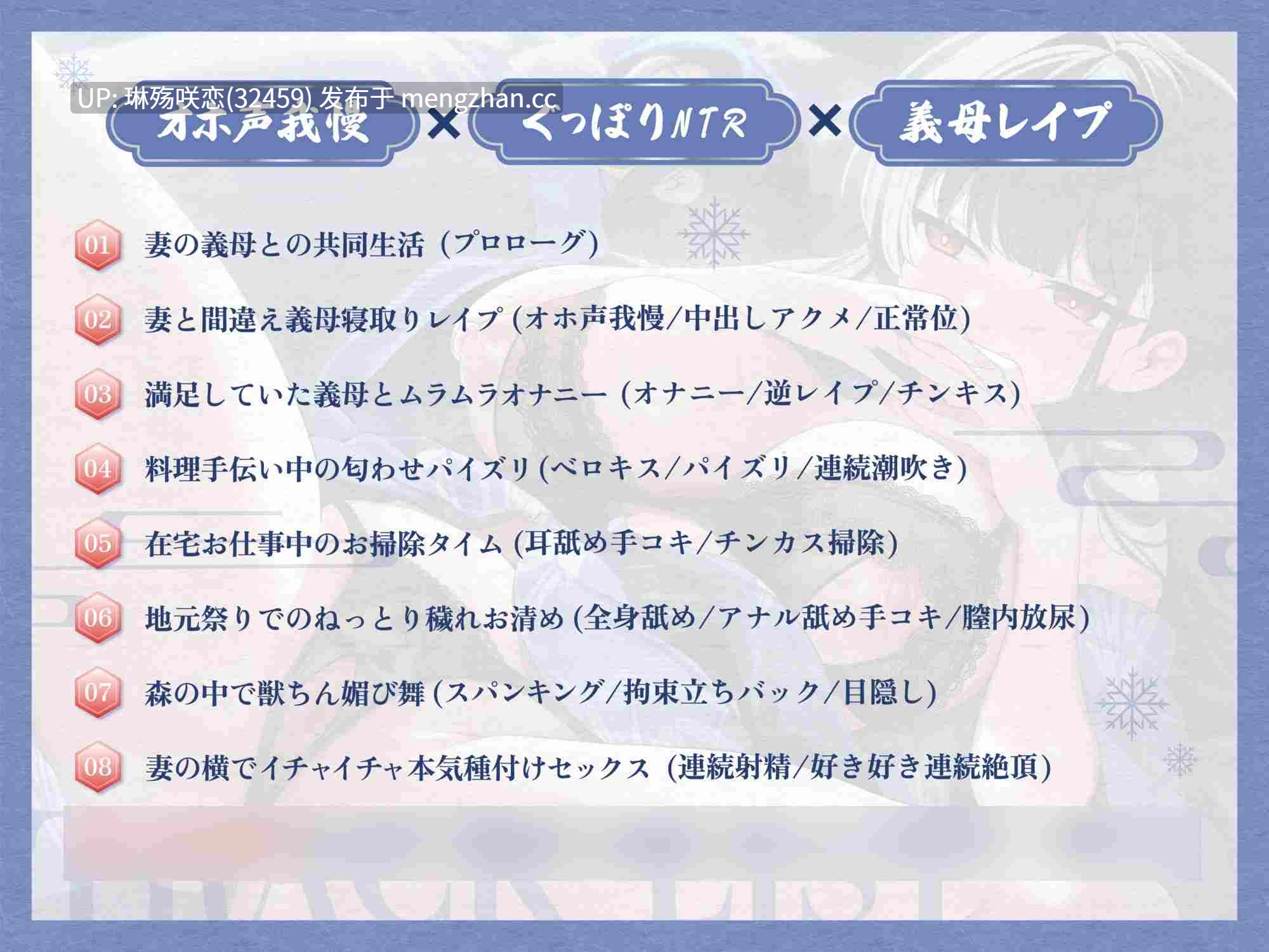 RJ01468588 【简体中文版】【忍耐哦吼叫声×黏腻NTR】偷袭了睡在床上以为是妻子的人，结果发现是平时严厉寡言的岳母。〜和让男人勃起的岳母之间的暧昧挑逗行为停不下来〜-第2张图片-萌站
