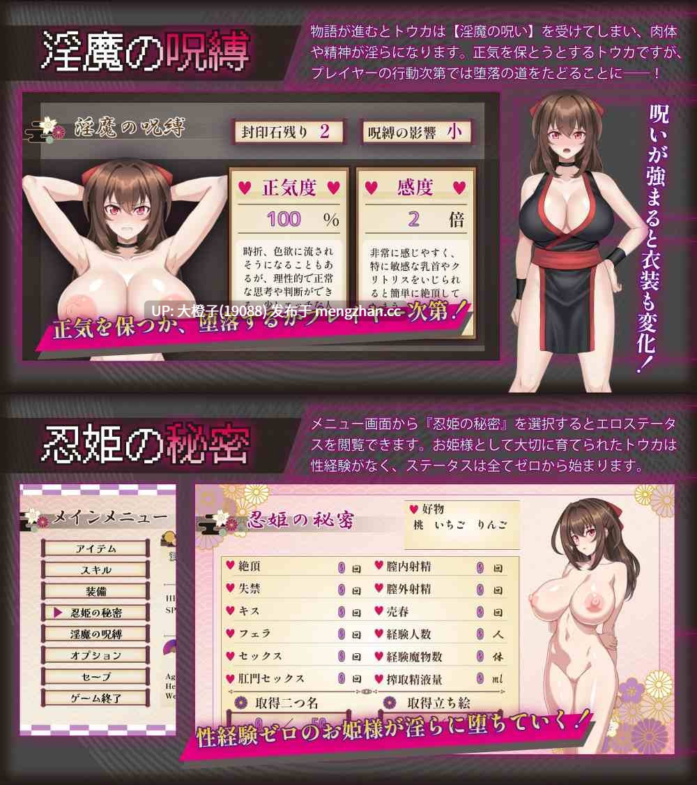 [RPG汉化PC][sinabi ninja village]紅焔忍姫トウカ -淫魔堕落姫譚-v1.02+存档[1.65G][萌站植入]-第6张图片-萌站