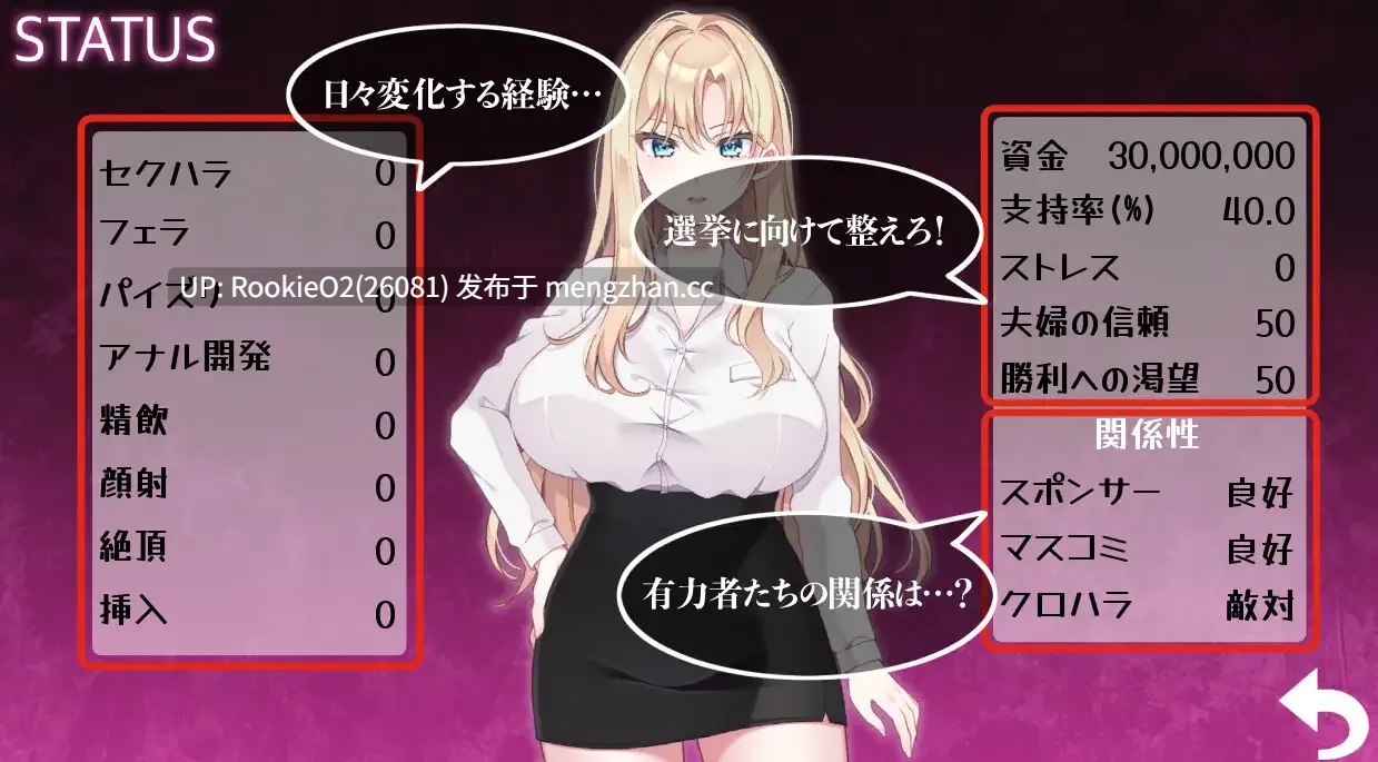 【RPG/生肉/NTR/调教/精灵/巨乳/羞辱/PC】NTR政治 日本篇 ~爆乳政治家的选举活动记录!败给政敌什么的怎么可能存在〜 / NTR POLITICS JP 〜爆乳政治家の選挙活動記録!政敵に負けるなんてアリエナイ〜 日文生肉版 26.02.21.0时发售【626M】-第7张图片-萌站 【RPG/生肉/NTR/调教/精灵/巨乳/羞辱/PC】NTR政治 日本篇 ~爆乳政治家的选举活动记录!败给政敌什么的怎么可能存在〜 / NTR POLITICS JP 〜爆乳政治家の選挙活動記録!政敵に負けるなんてアリエナイ〜 日文生肉版 26.02.21.0时发售【626M】-第7张图片-萌站