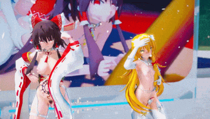 [ふたなり、ボテ腹注意]レイマリのバブリンな生き恥ウエディング披露宴[東方MMD]