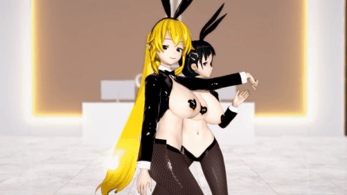 【兔女郎 跳舞 巨乳 乳摇】新作--cobby - 莉法x桐谷直葉 - Naughty【ソードアート・オンライン】