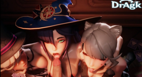 【3D/原神/Dragk大佬】Dragk大佬，枫丹三人组口交颜射